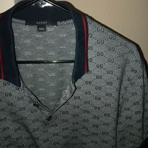 Flawless GUCCI "GUCCISSIMA" GG Print grey polo
